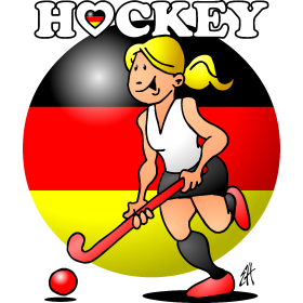 German field hockey girl, full color T-shirt design
