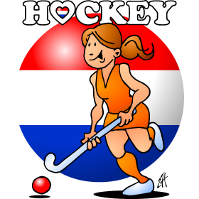 Dutch field hockey girl, full color T-shirt design