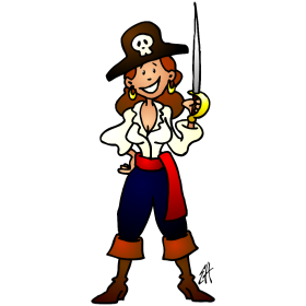Pirate girl, full color T-shirt design