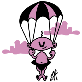 Baby on a parachute, two colour T-shirt design