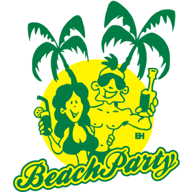Fiesta en la playa, diseño de camiseta bicolor.