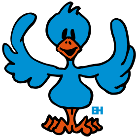 Zwitschernder blauer Vogel, dreifarbiges T-Shirt-Design