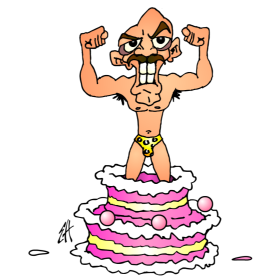 Man in a birthday cake, full color T-shirt design