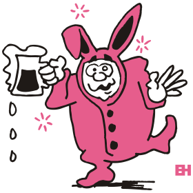 Addio al celibato in un costume da coniglio rosa, design a t-shirt a due colori