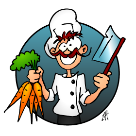 The vegetarian chef - close up, full colour T-shirt design