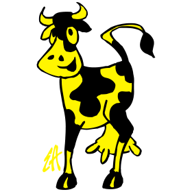 Vaca, diseño de camiseta bicolor.