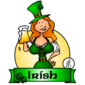Irish girl on St. Patrick's Day, full colour T-shirt design