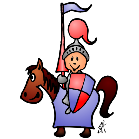 Ritter auf einem Pferd, vollfarbiges T-Shirt-Design