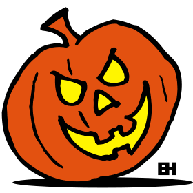 Jack-o'-Lantern, Halloween pumpkin, three color T-shirt design