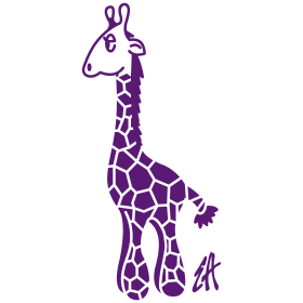 Giraffa viola, design t-shirt in un colore