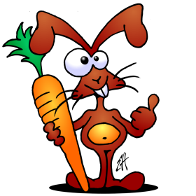 Rabbit with a giant carrot, full color T-shirt design