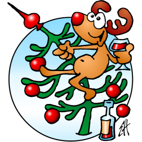 Reindeer in a Christmas tree, full color T-shirt design