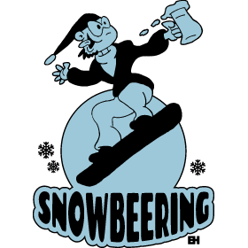 Snowbeering o snowboard, diseño de camiseta de dos colores.
